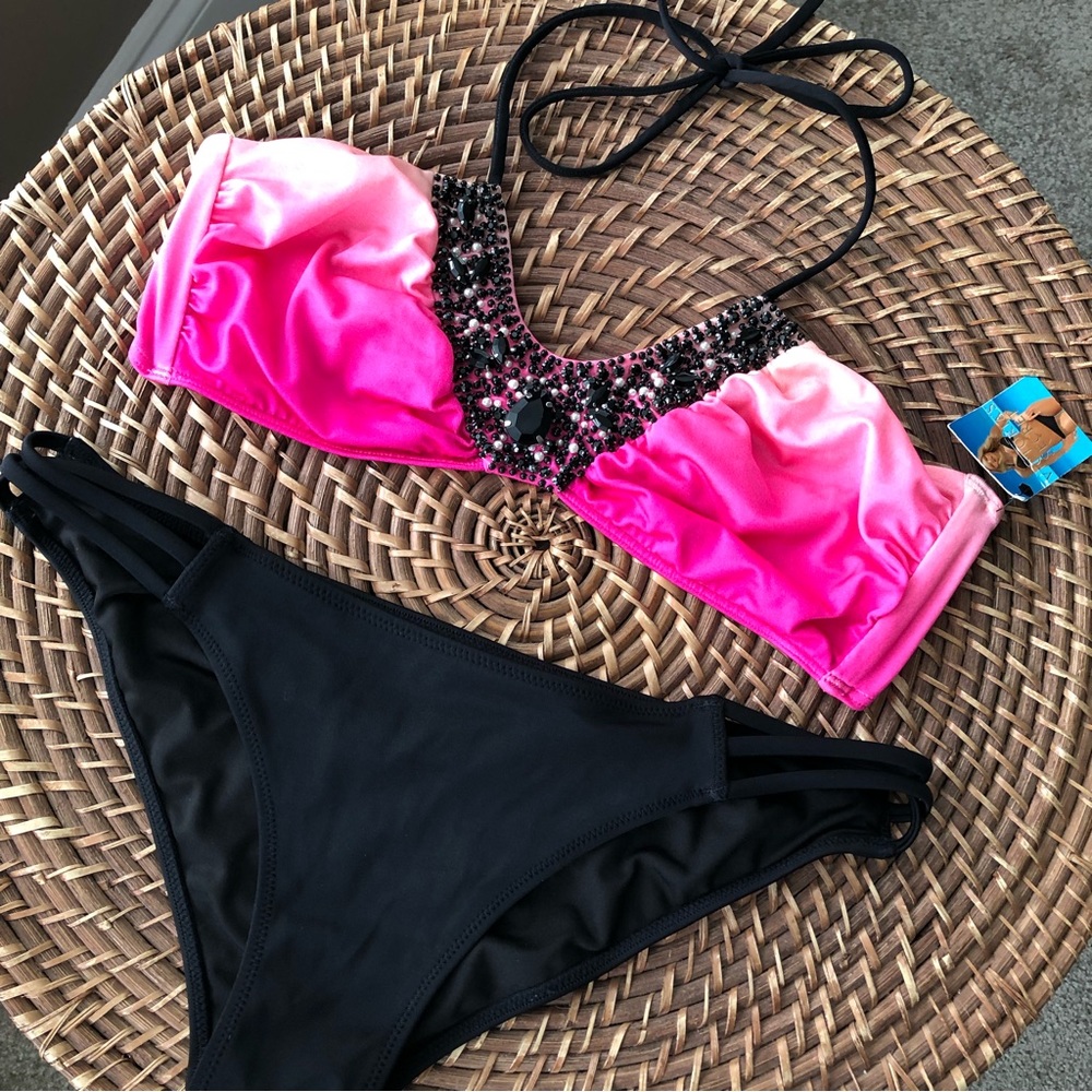 NWT Victoria’s Secret Ombre’ Embellished Very Sexy Halter Bikini